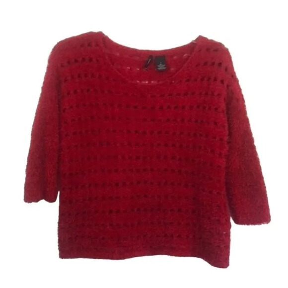 New Directions pull over crochet pattern red women 100% polyester sweater size L - Picture 1 of 10